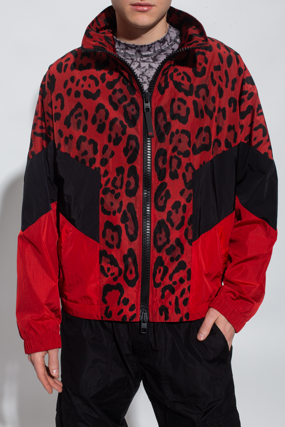 dolce gabbana jungle leopard print foulard item Nylon jacket with animal motif