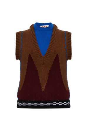 Wool Vest with Sewn Logo