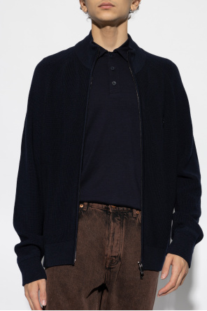 Giorgio Armani Wool cardigan with stand-up collar