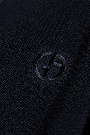 Giorgio Armani Wool cardigan with stand-up collar