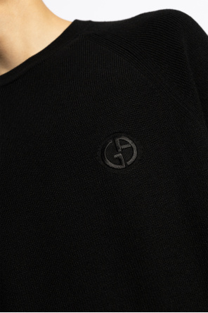 Giorgio Armani Wełniany sweter z wyszytym logo