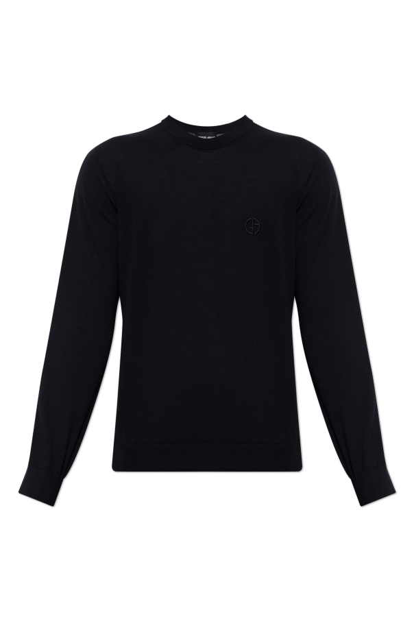 Wool sweater with embroidered logo od Giorgio Armani