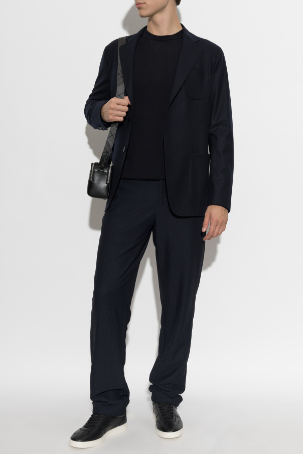 Giorgio Armani Suéter de lana con logo bordado