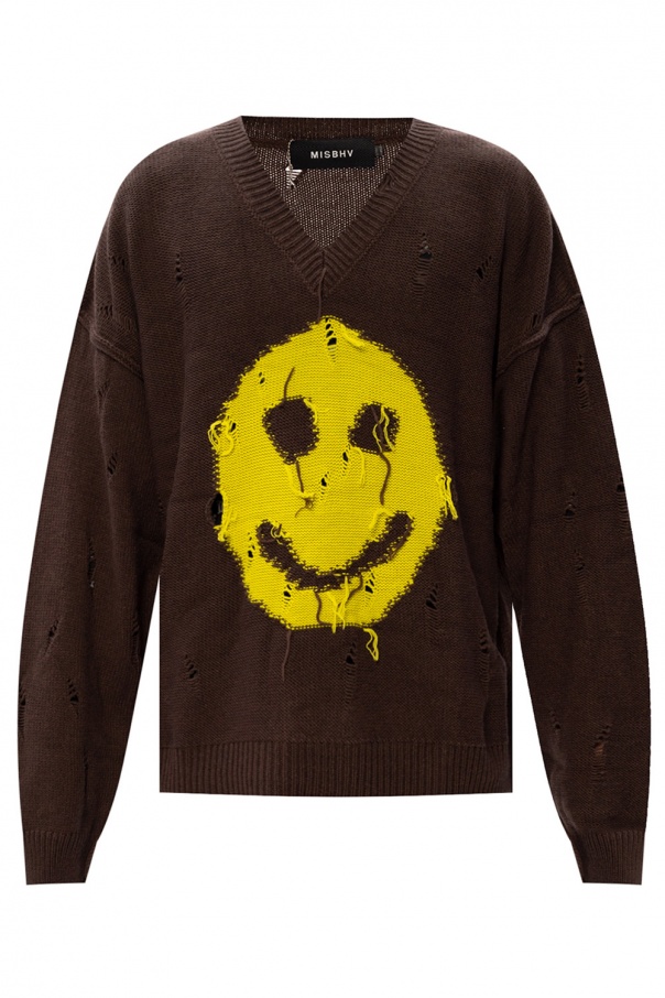 MISBHV 'Green Smiley' raw edge sweater