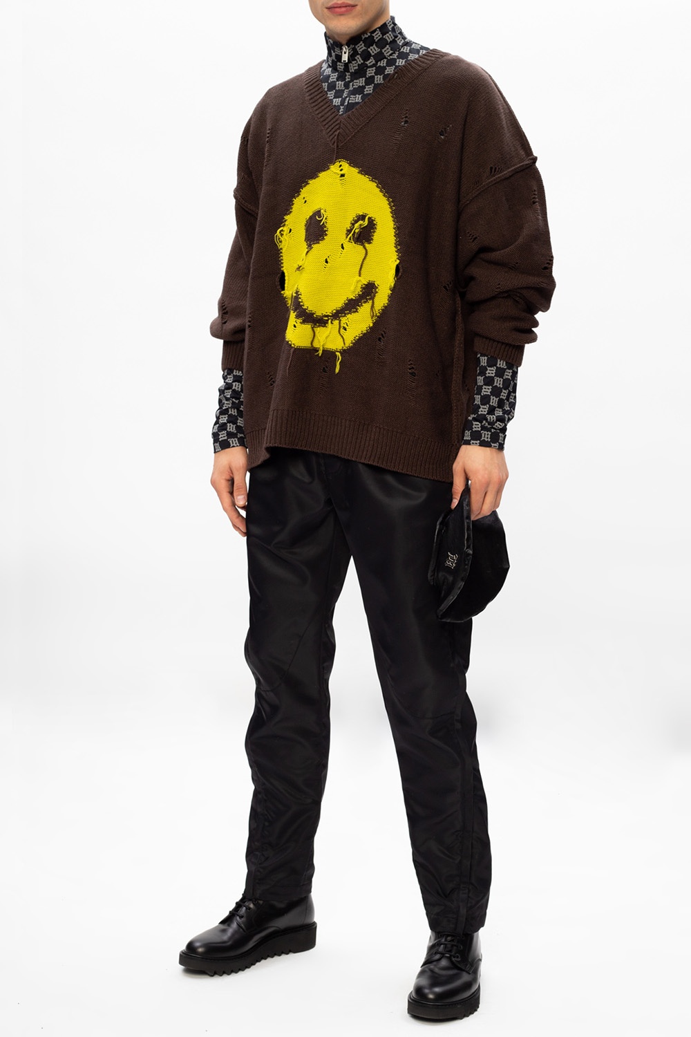 MISBHV 'Green Smiley' raw edge sweater