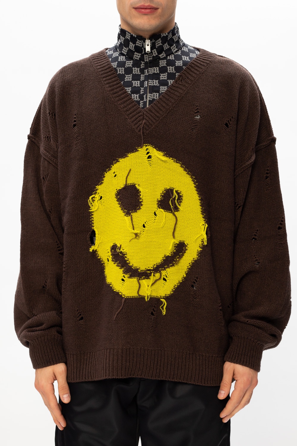 MISBHV 'Green Smiley' raw edge sweater