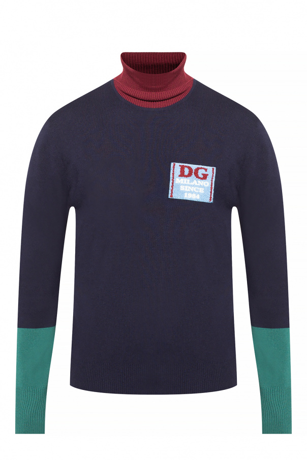 Dolce & Gabbana Logo-patch turtleneck sweater