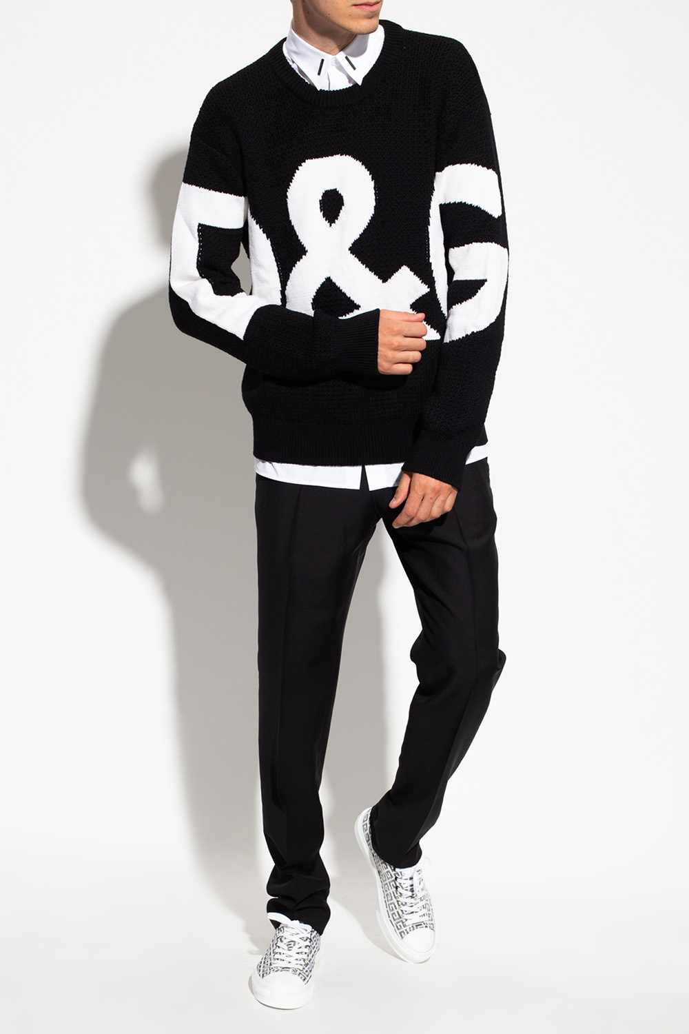 IetpShops | Men's Clothing | Dolce & Gabbana logo patch denim shorts | Dolce  & Gabbana Sweater with logo