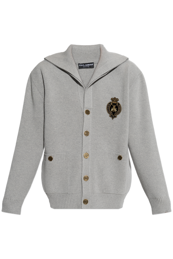 Wool Cardigan with Sewn-On Appliqués od Dolce & Gabbana