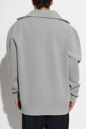 Dolce & Gabbana Men’s Gray Wool Cardigan with Embroidered Appliqué by Dolce & Gabbana