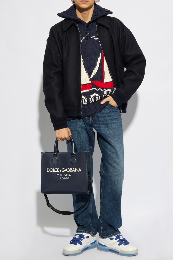 dolce gabbana patch detail portofino sneakers item Dolce & Gabbana kort tröja i bustiermodell