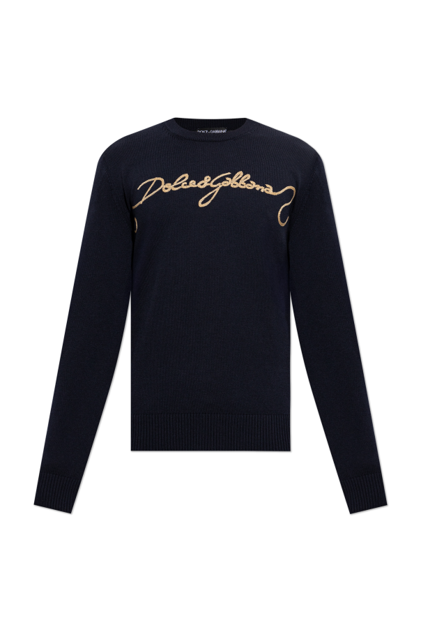 Wool sweater with embroidered logo od Dolce & Gabbana