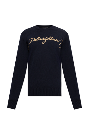 Wool sweater with embroidered logo