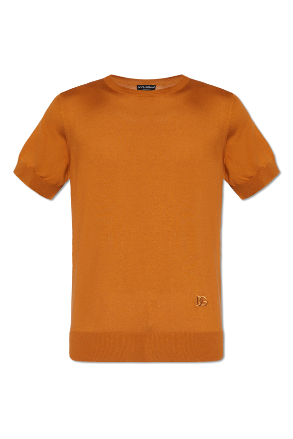 Dolce & Gabbana Kids logo-embroidered denim dungarees Knit T-shirt