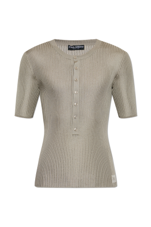 Silk t-shirt with logo patch od Dolce & Gabbana