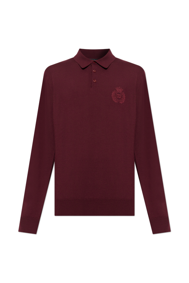 Wool polo shirt with embroidered logo od Dolce & Gabbana