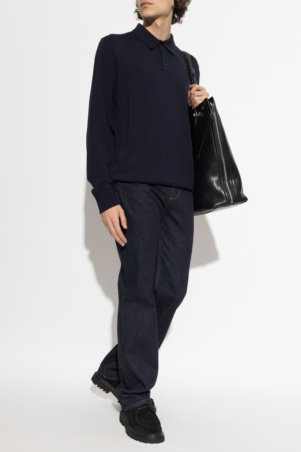 Dolce & Gabbana Wool polo shirt with long sleeves
