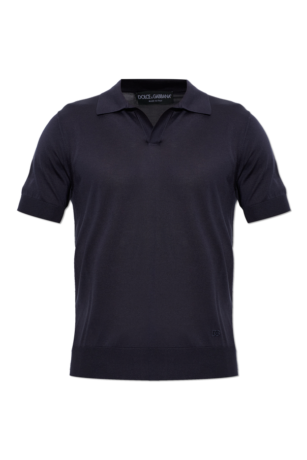 Silk polo with embroidered logo od Dolce & Gabbana