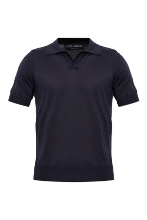 Seiden-Poloshirt mit gesticktem Logo