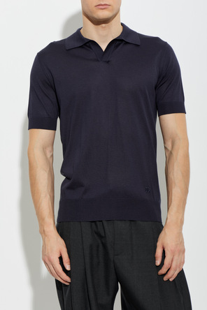 Dolce & Gabbana Polo de seda con logo bordado