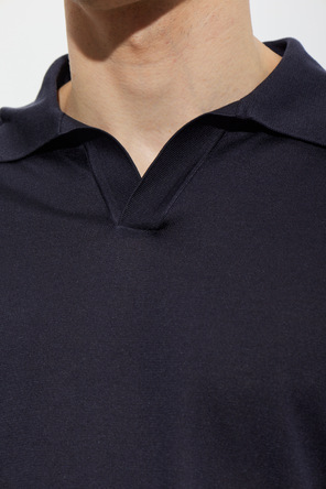 Dolce & Gabbana Polo de seda con logo bordado