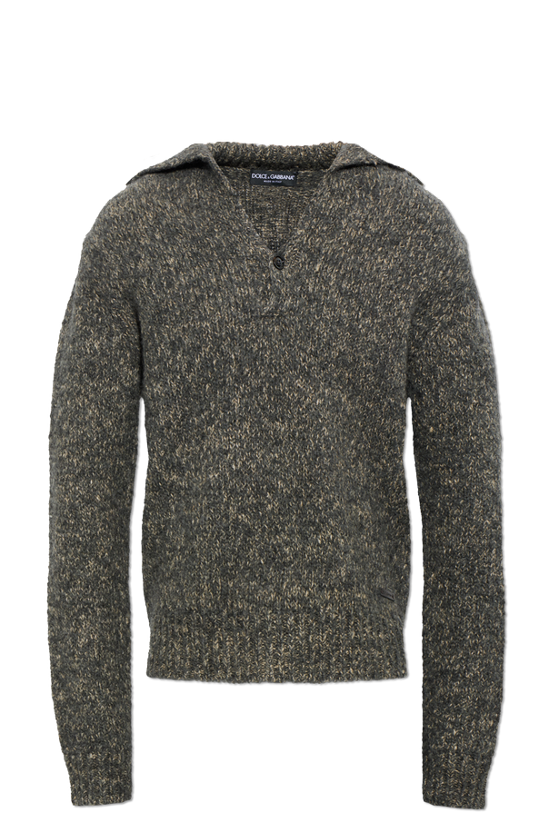 Wool polo shirt with appliquéd logo od Dolce & Gabbana