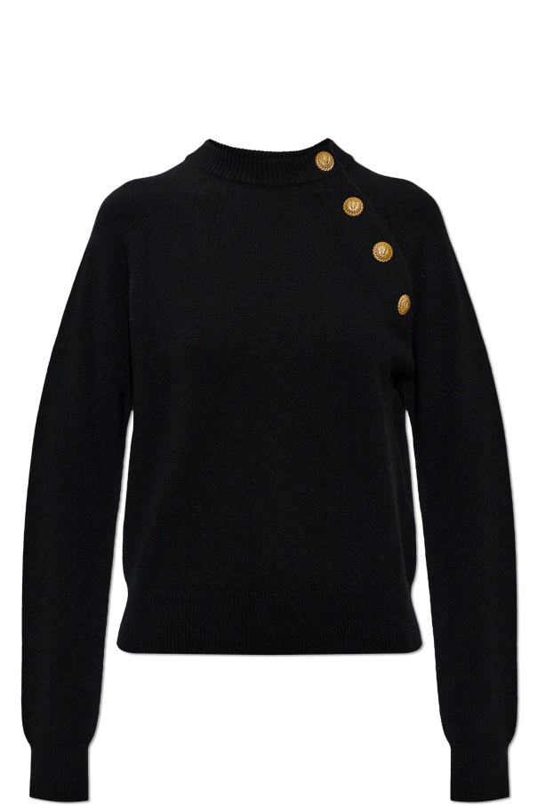 Sweater with snap fastening on the shoulder od Balmain