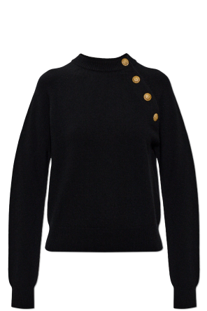 Sweater with snap fastening on the shoulder