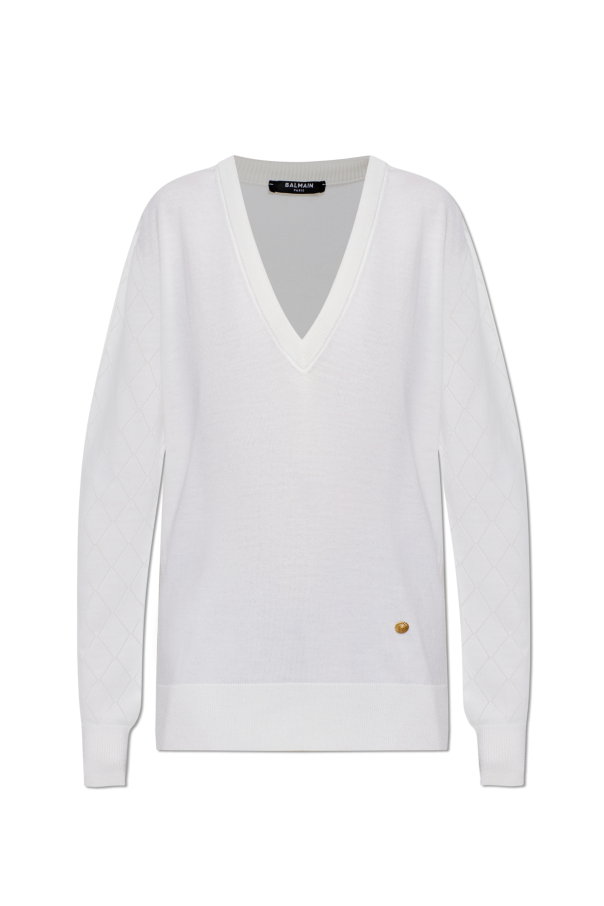 Wool sweater with V-neck od Balmain