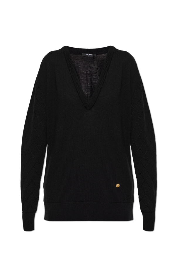 Wool sweater with V-neck od Balmain