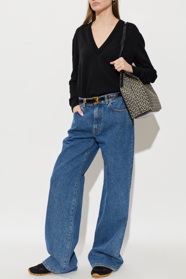 Balmain Wool sweater with V-neck