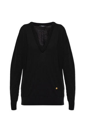 Wool sweater with V-neck
