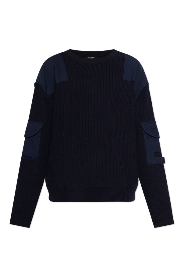 Wool sweater with pockets on the sleeves od Balmain