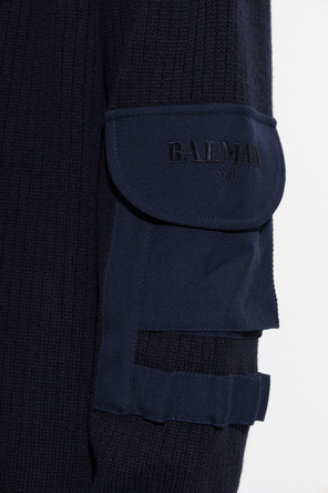 Balmain Wollpullover mit Taschen an den Ärmeln