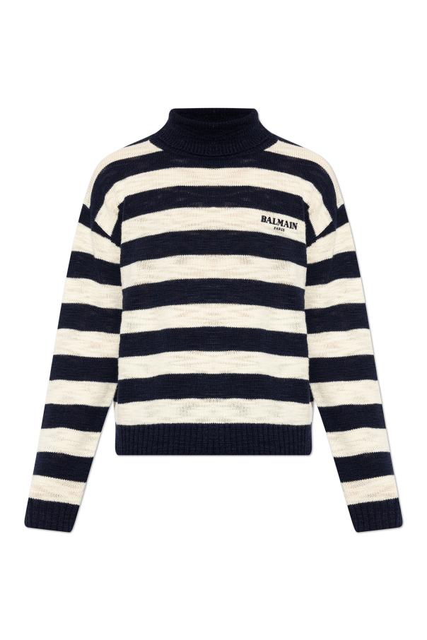 Wool turtleneck with striped pattern od Balmain