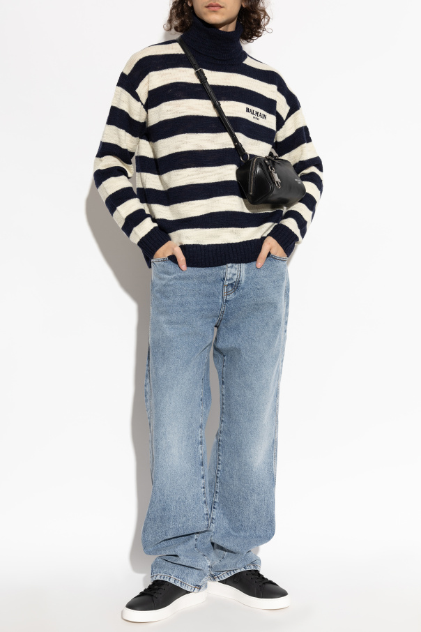Balmain Turtleneck de lana con estampado de rayas