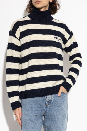 Balmain Turtleneck de lana con estampado de rayas