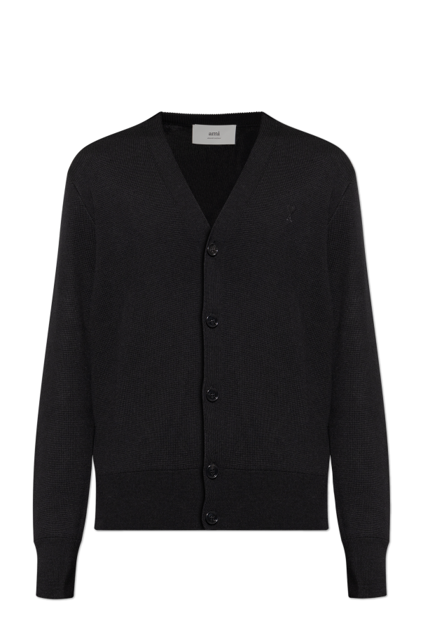 Wool cardigan with embroidered logo od Ami Alexandre Mattiussi
