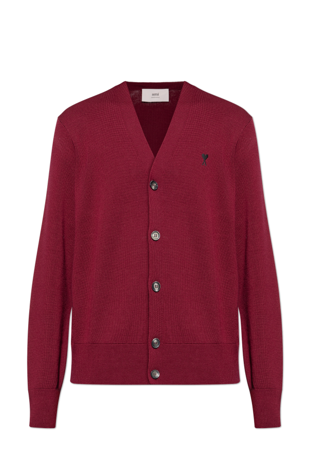 Cardigan with embroidered logo od Ami Alexandre Mattiussi