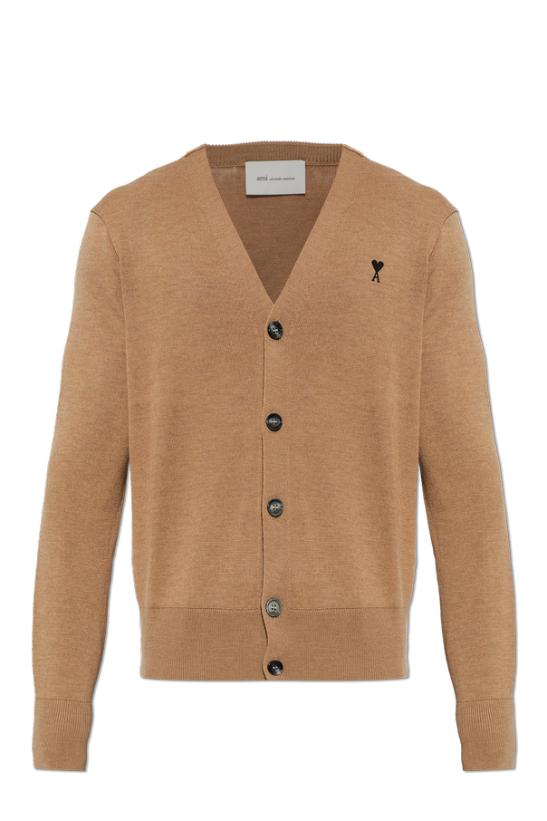 Wool cardigan with embroidered logo od Ami Alexandre Mattiussi