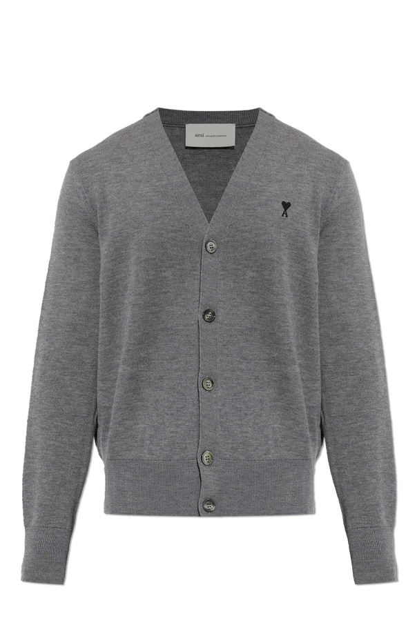 Wool cardigan with embroidered logo od Ami Alexandre Mattiussi