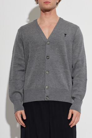 Ami Alexandre Mattiussi Wool cardigan with embroidered logo
