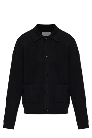 Wollene Strickjacke mit Kragen