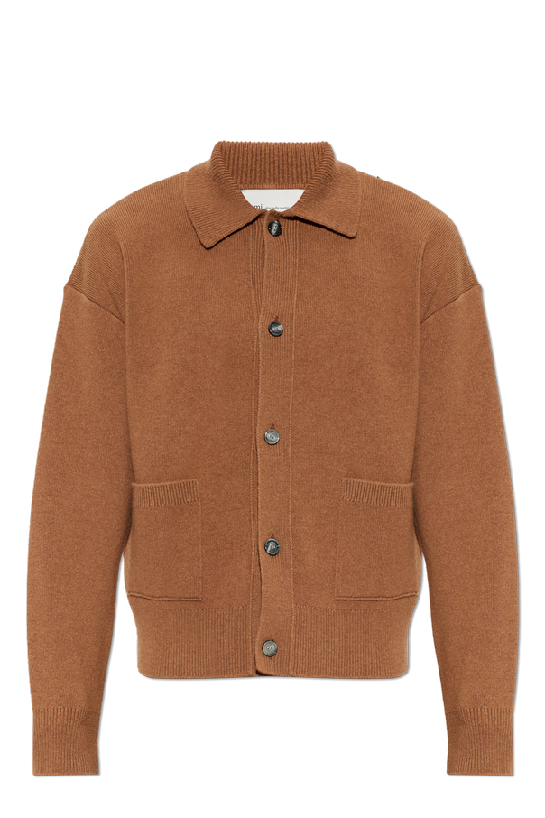 Wool cardigan with logo od Ami Alexandre Mattiussi
