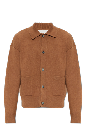 Wool cardigan with logo