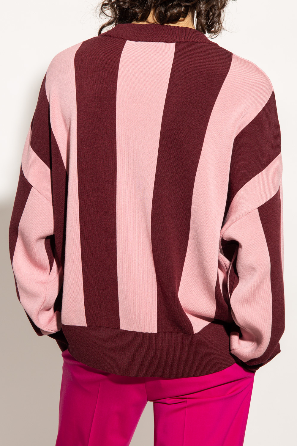button-collar sleeveless shirt dress Striped sweater