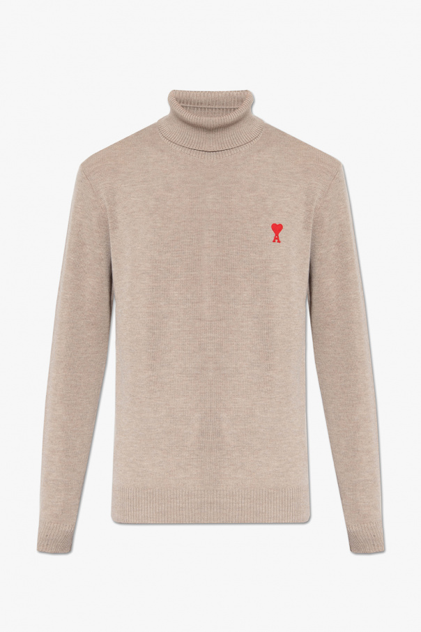 Ami Alexandre Mattiussi Turtleneck sand sweater with logo