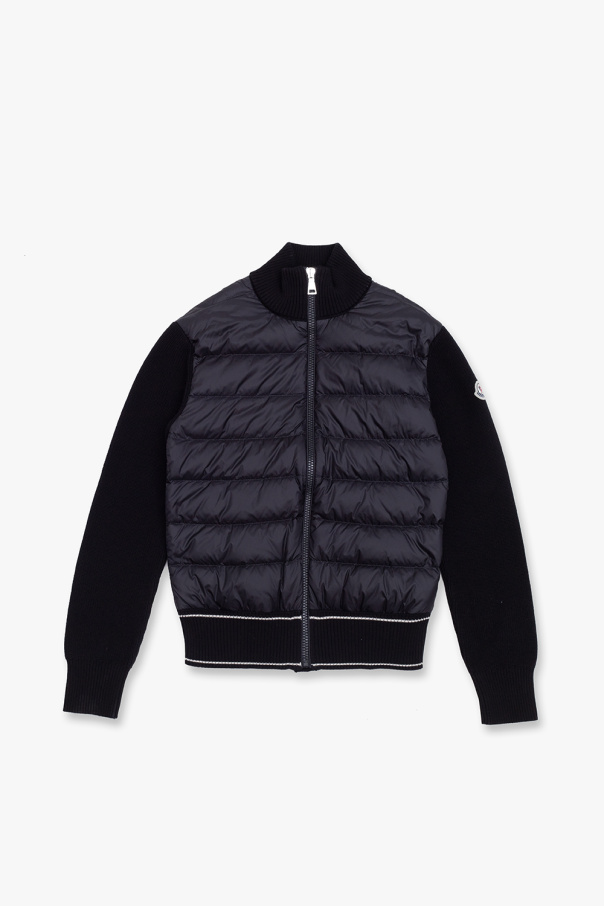 Moncler Enfant Cardigan with down front panel