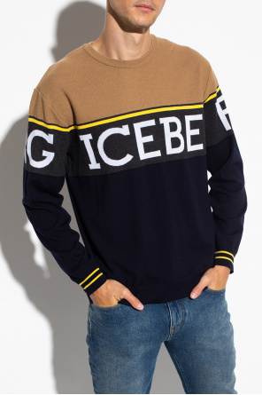 Iceberg Gerippter Pullover mit Knopfleiste Blau