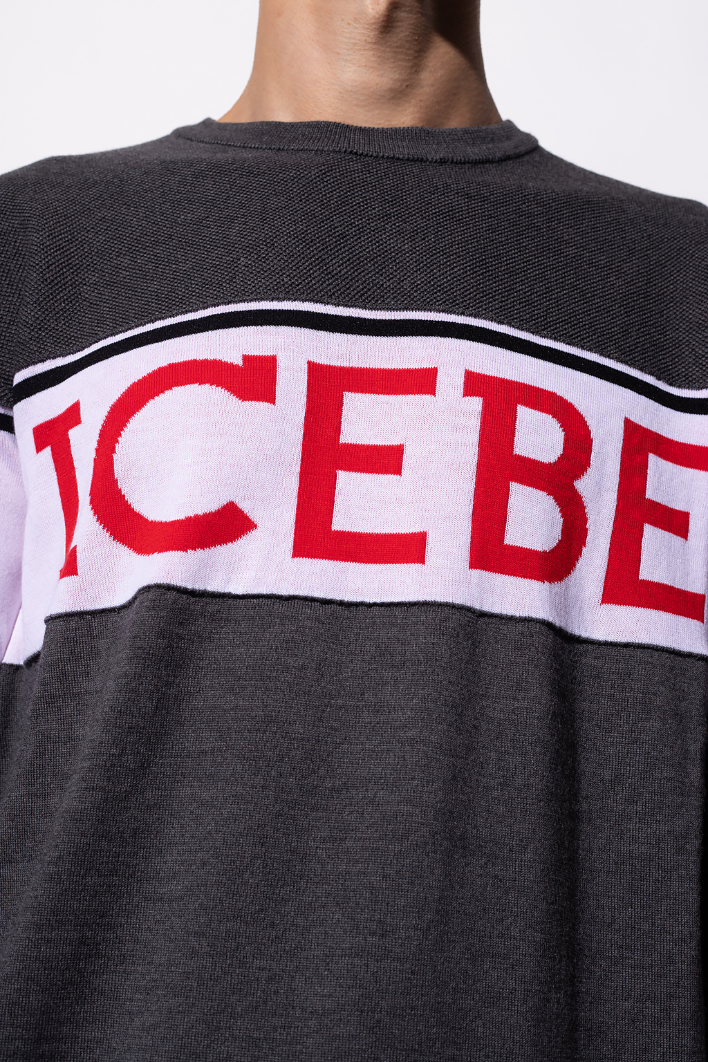 Iceberg HUF T-shirt nera con logo leopardato